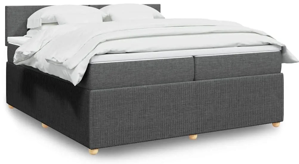 vidaXL Cama com molas/colchão 200x200 cm tecido cinzento-escuro