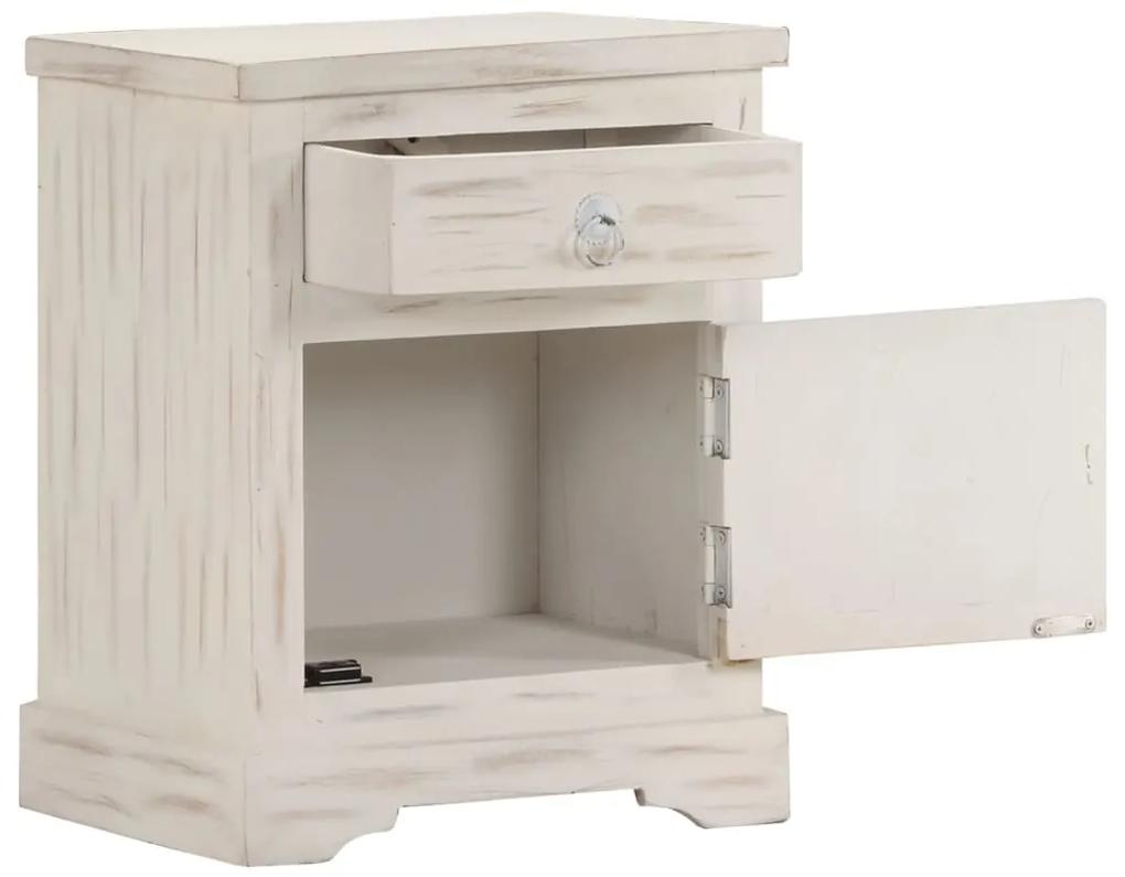 Mesa de cabeceira 40x30x50cm madeira de mangueira maciça branco