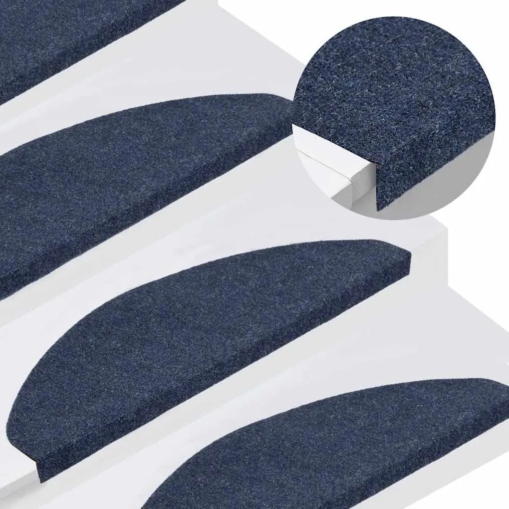 vidaXL Tapetes de escada adesivos 30 pcs 65x22,5x3,5 cm azul