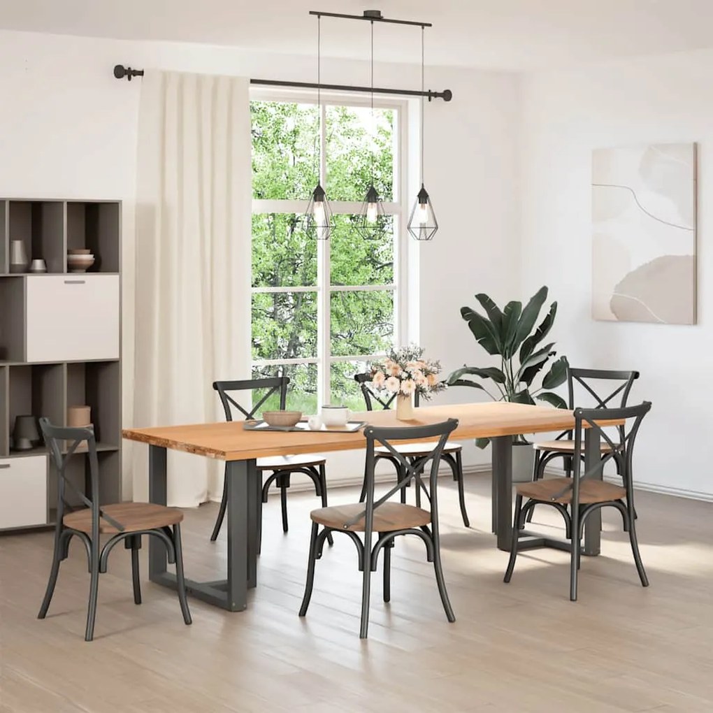 Pés para mesa de jantar em forma de T, 2 peças, antracite, 80x35x(72-7