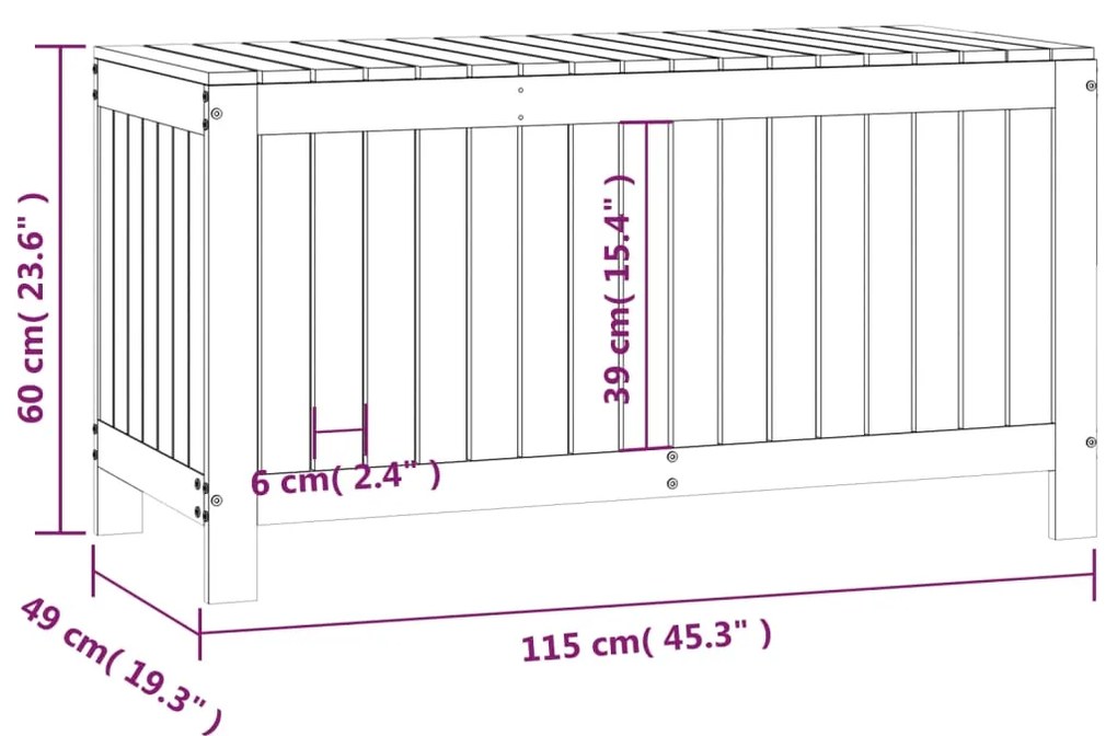 Caixa de arrumação jardim 115x49x60cm pinho maciço castanho-mel