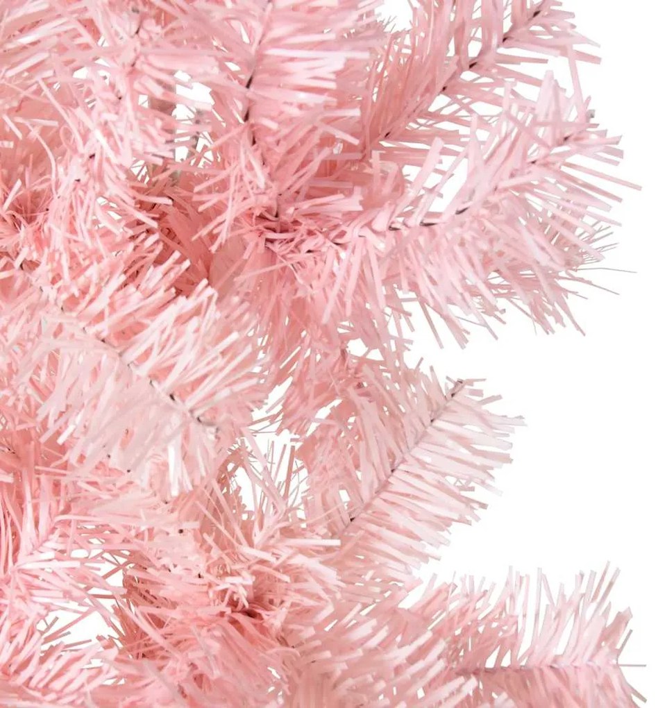 Meia árvore de Natal fina com suporte 210 cm rosa