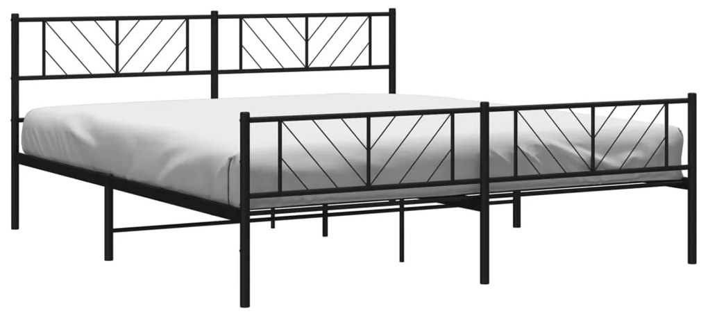 Estrutura de cama com cabeceira e pés 200x200 cm metal preto