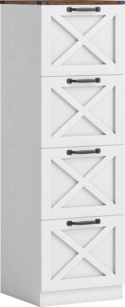HOMCOM Móvel para Escritório com 4 Gavetas com Trilho Suspenso para A4 e Carta 40x40x131 cm Branco | Aosom Portugal