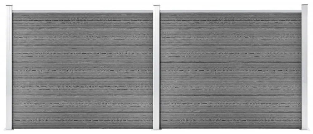 Conjunto painel de cerca 353x146 cm WPC cinzento