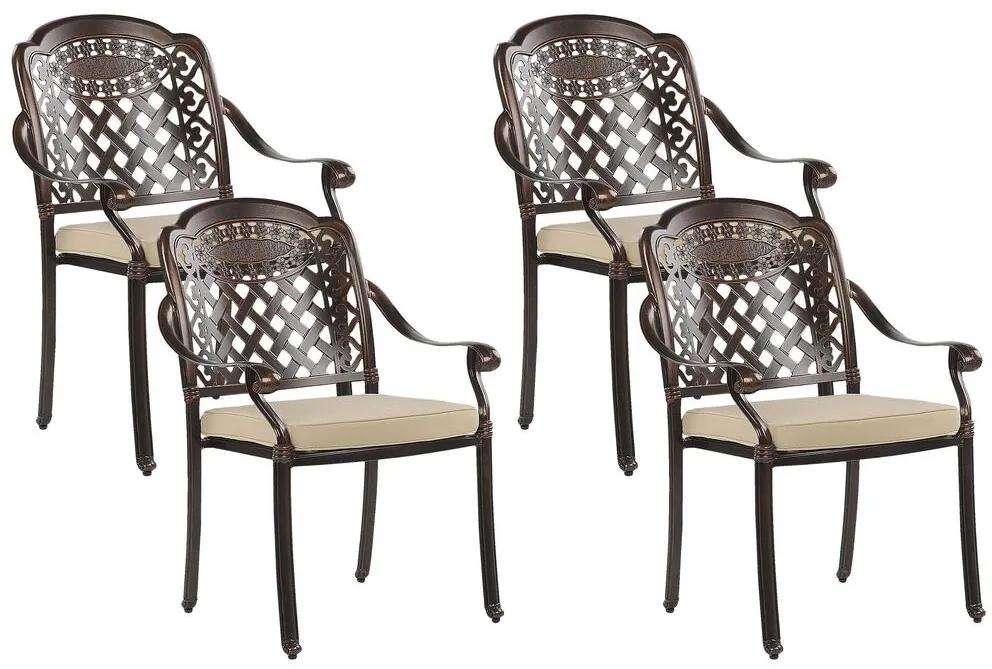 Conjunto de 4 cadeiras de jardim em alumínio castanho escuro MANFRIA Beliani