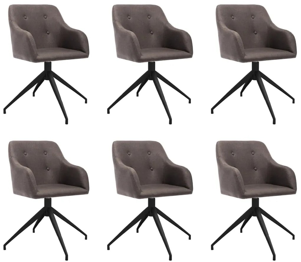 vidaXL Cadeiras de jantar giratórias 6 pcs tecido cinzento-acastanhado
