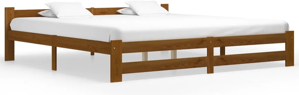 Estrutura de cama 200x200 cm pinho maciço castanho mel