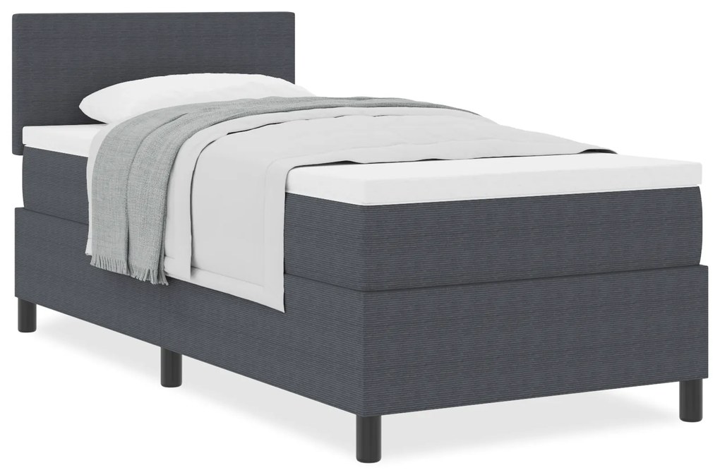 Cama Box Spring com Colchão Cinza Escuro 90x200 cm Tecido de Veludo