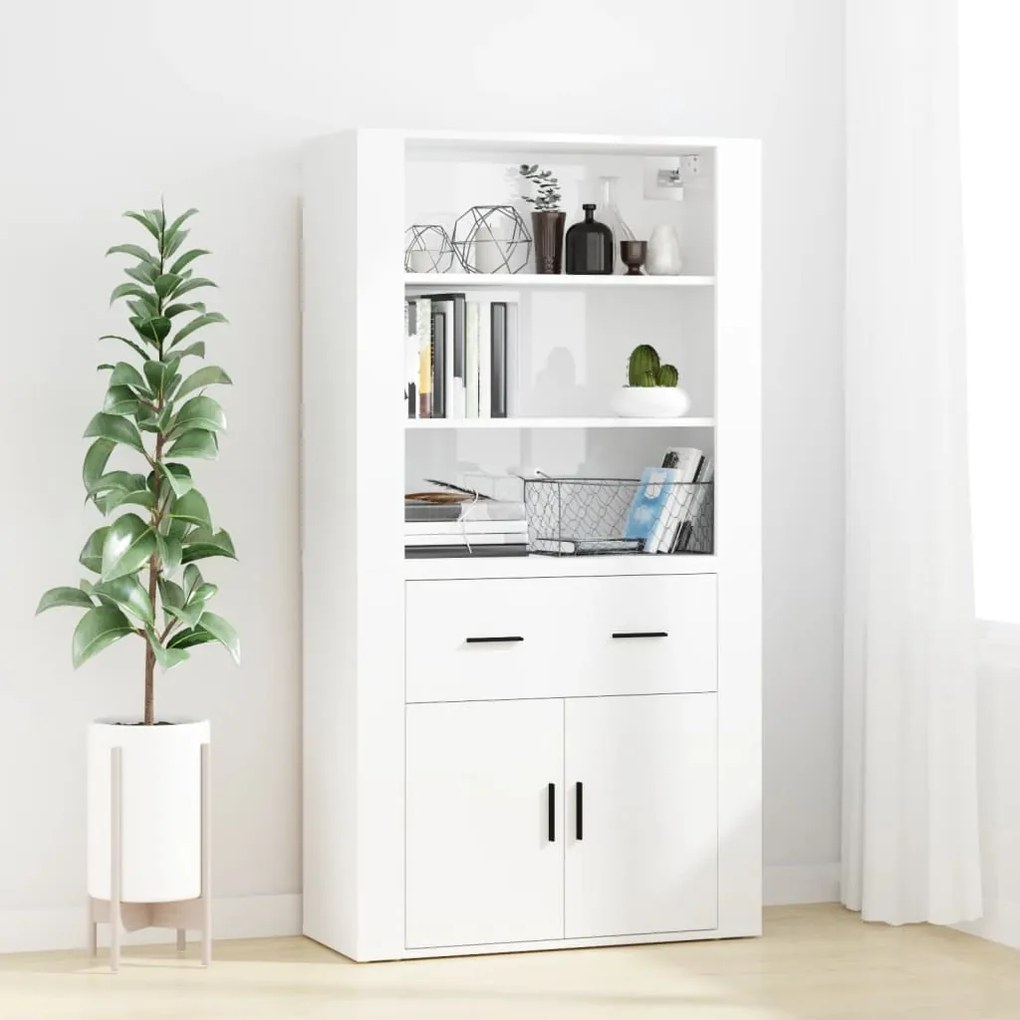 3185377 vidaXL Armário alto derivados de madeira branco brilhante