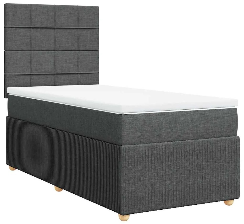 Cama com molas/colchão 90x200 cm tecido cinzento-escuro
