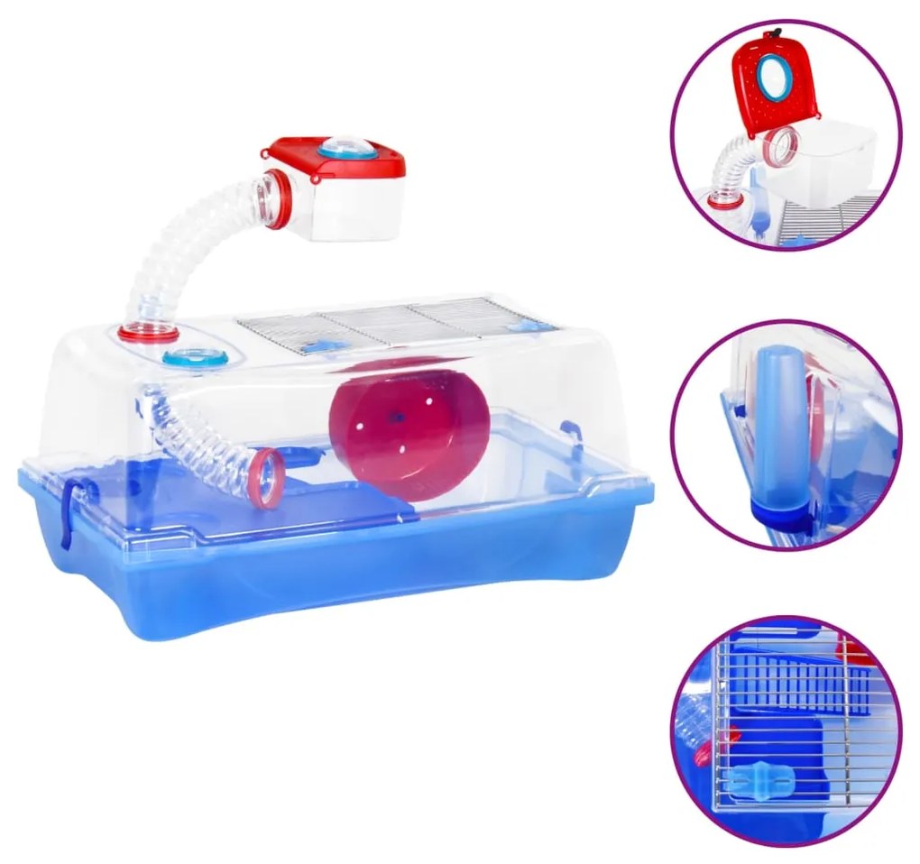 172219 vidaXL Gaiola para hamster 57x33x26 cm polipropileno azul