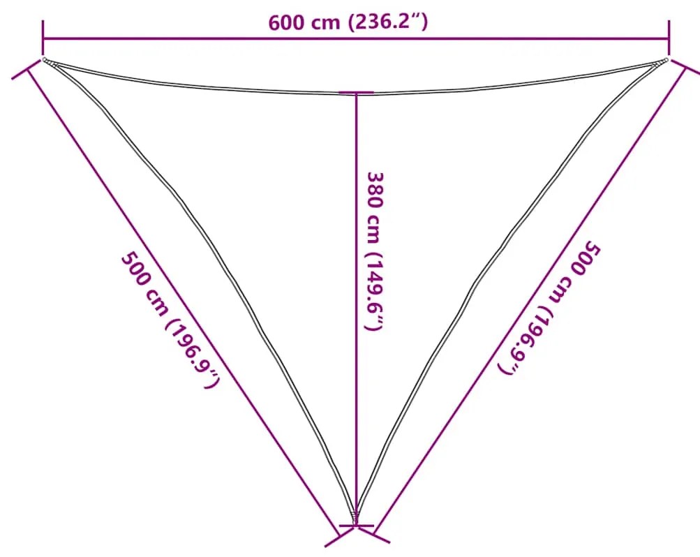 Para-sol estilo vela 160 g/m² 5x5x6 m PEAD vermelho