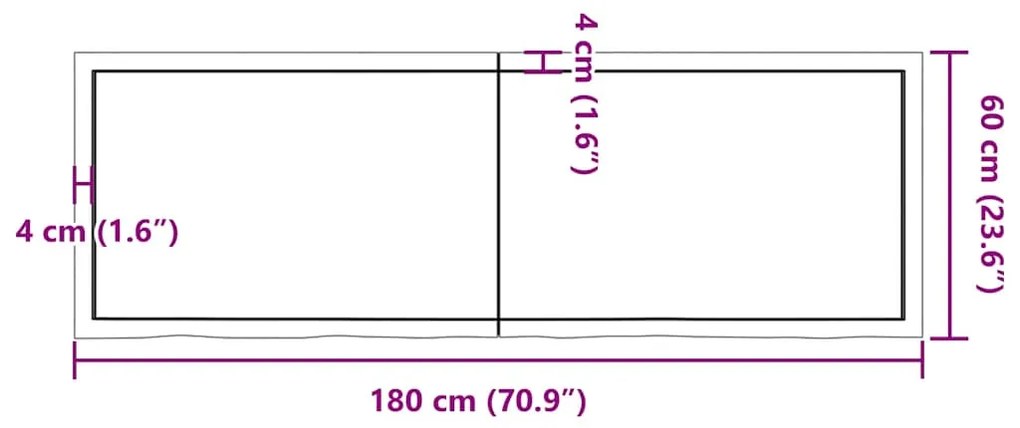 Prateleira de parede 180x60x(2-6)cm carvalho maciço não tratado