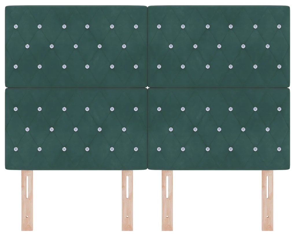 Cabeceira com Botões de Cristal Tufted Verde Escura 160 cm Veludo