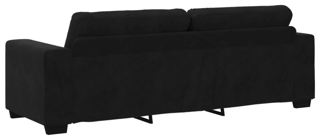 Conjunto de Sofá de 3 Peças com Almofadas em Veludo Preto