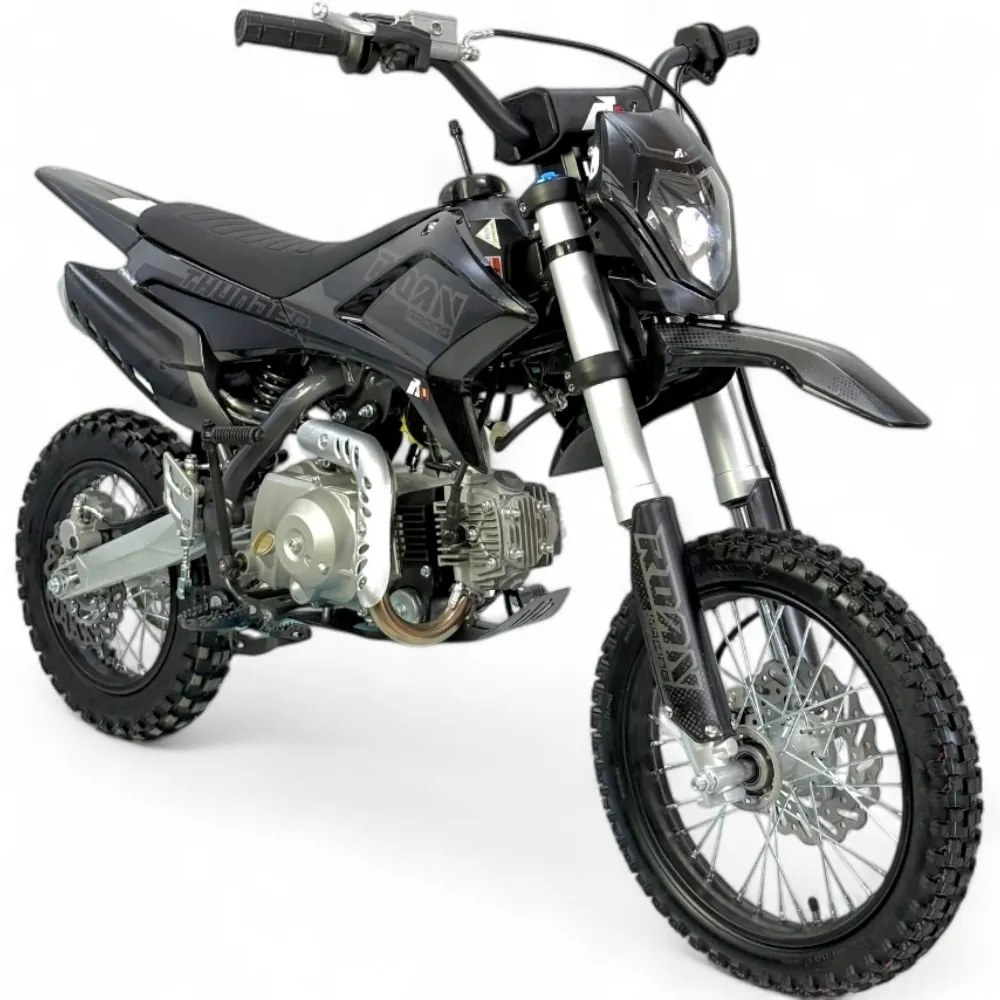 MOTO Crianças MINICROSS Gasolina semi-automático 110CC Thunder 14"/12" arranque elétrico e pedal Preta