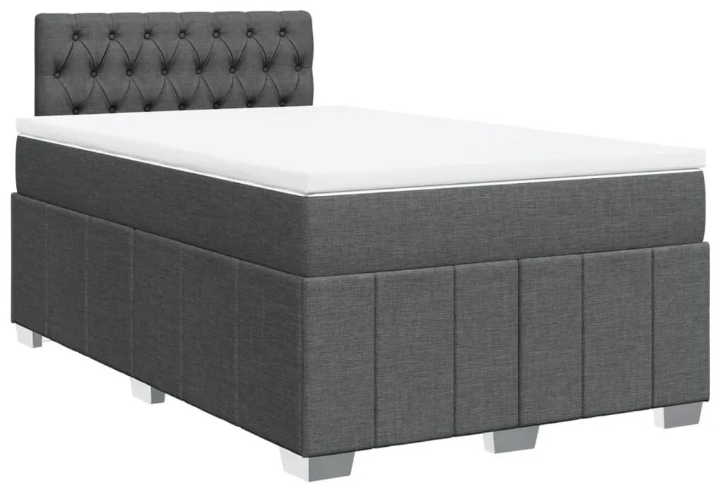 Cama boxspring com colchão 120x190 cm tecido cinzento-escuro