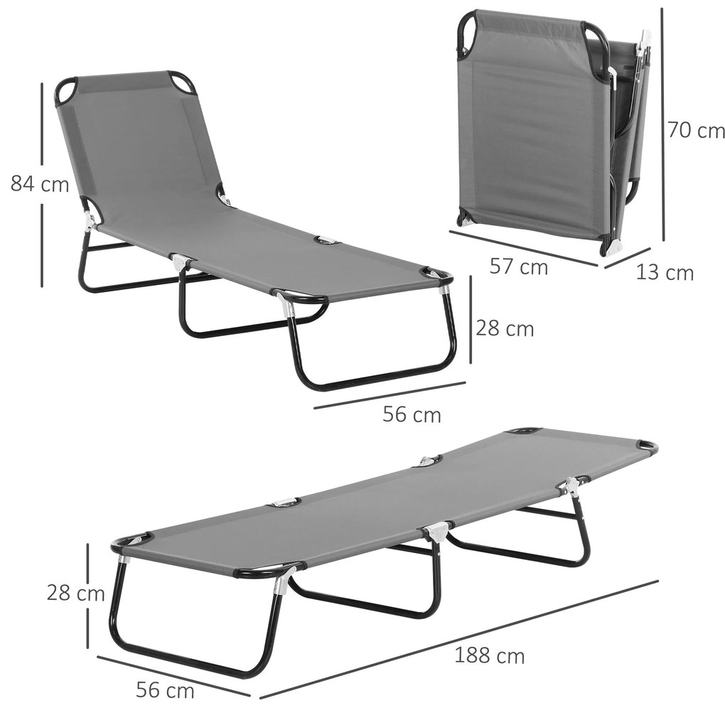 Espreguiçadeira Dobrável Reclinável – Relaxa Pliant – Cinzento – 188x5