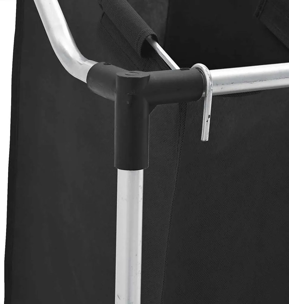 Separador de roupa suja com 3 sacos aço preto