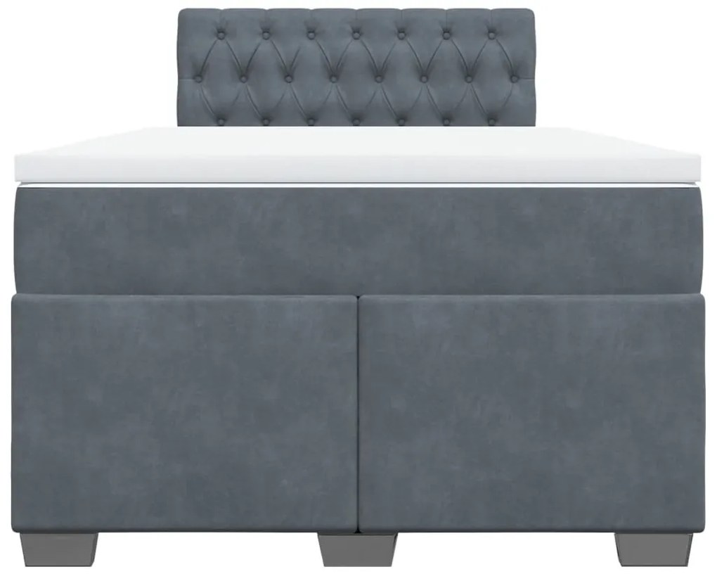 Cama boxspring com colchão 120x200 cm veludo cinzento-escuro