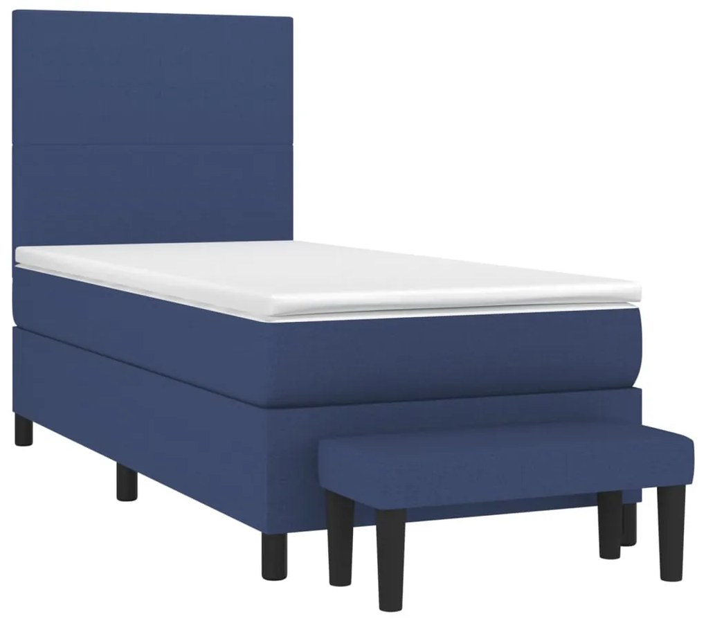 Cama com molas/colchão 80x200 cm tecido azul