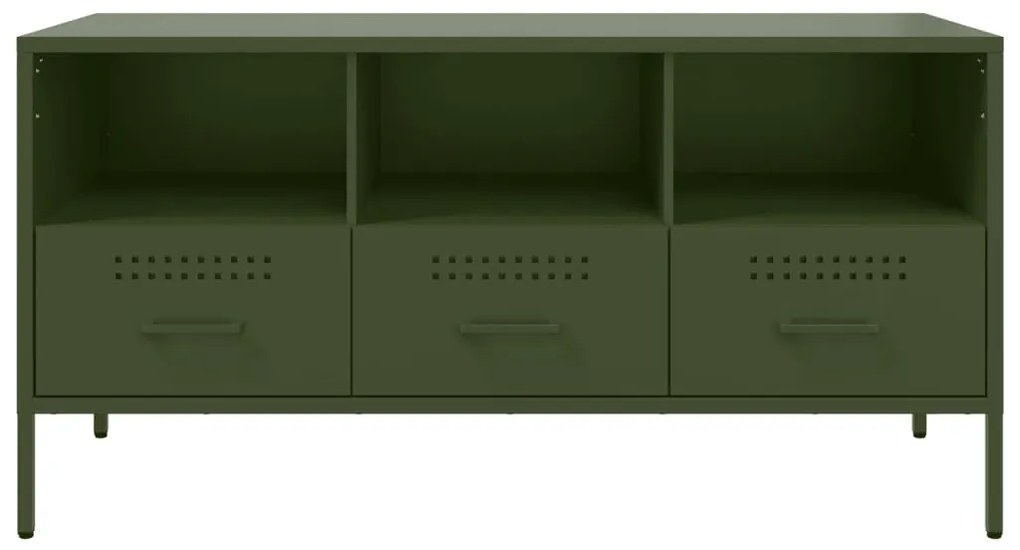 Móvel de TV 100,5x39x50,5 aço verde-azeitona
