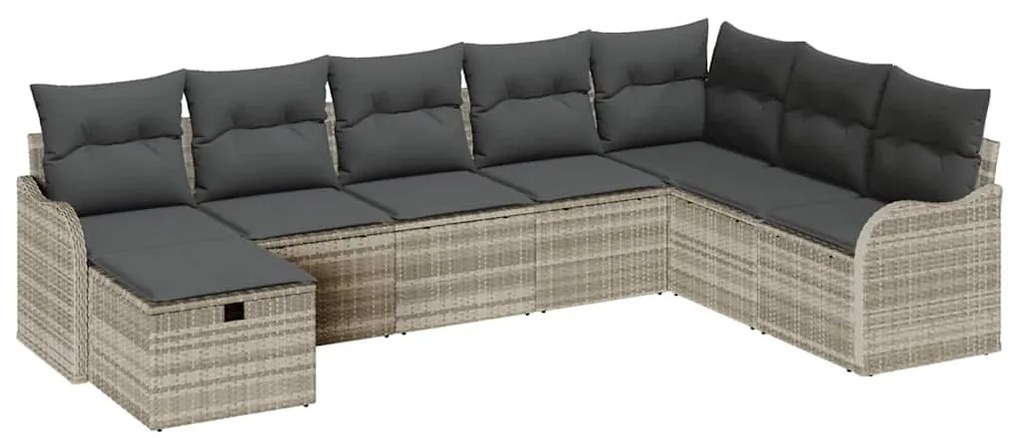 Conjunto de Sofá de Jardim vidaXL com Almofadas Cinza Claro em Rattan