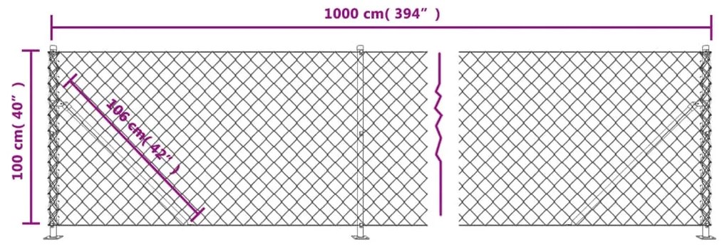 Cerca de arame com flange 1x10 m verde