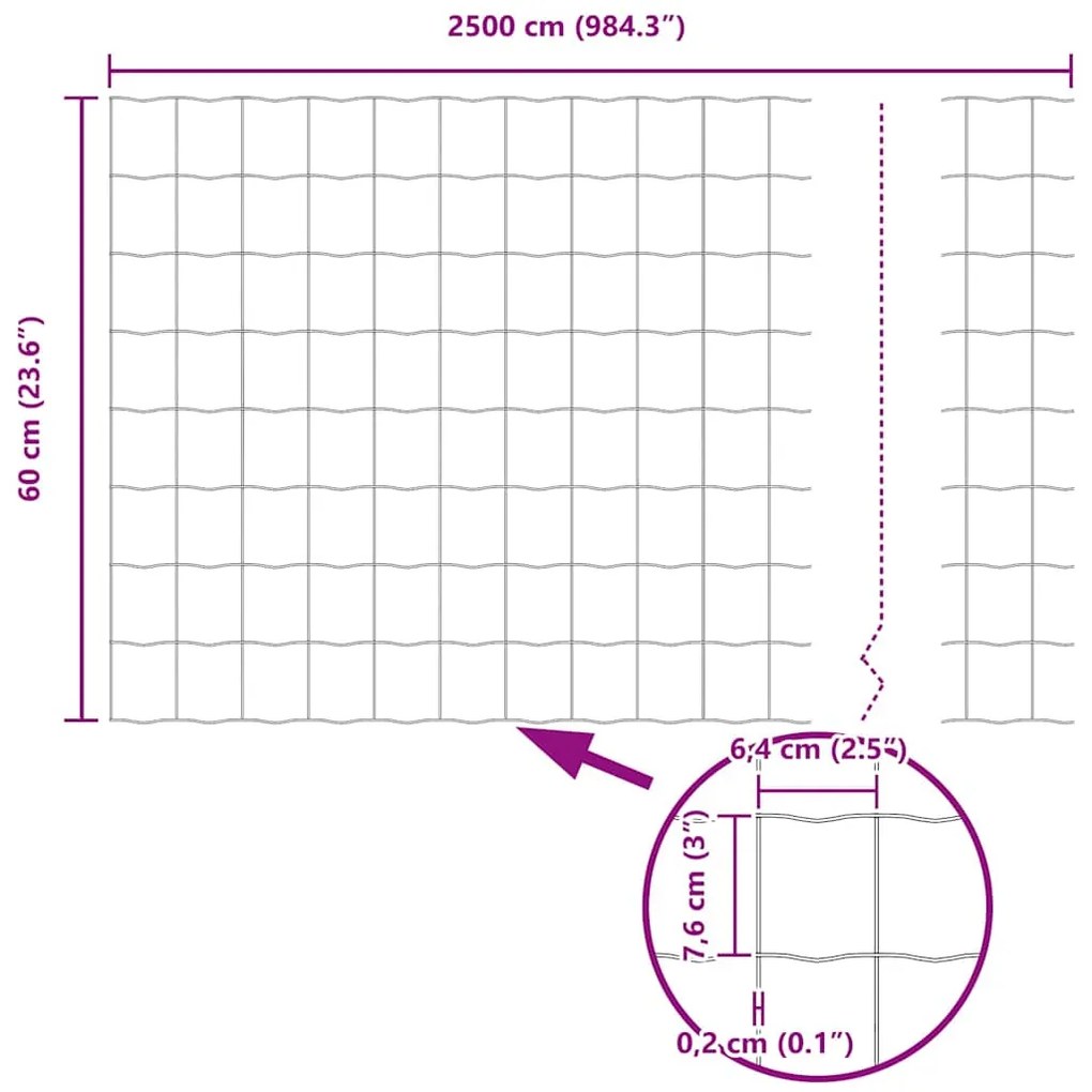 Cerca Euro Cinza 0,6x25 m Aço