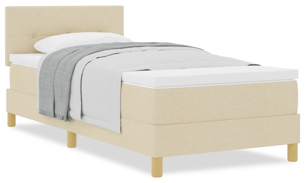 Cama Box Spring com Colchão Creme 80x200 cm Tecido