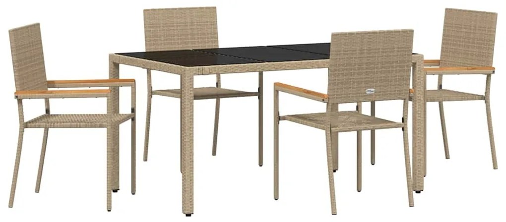 Conjunto de Jantar de Jardim vidaXL 5 Peças Bege em Rattan