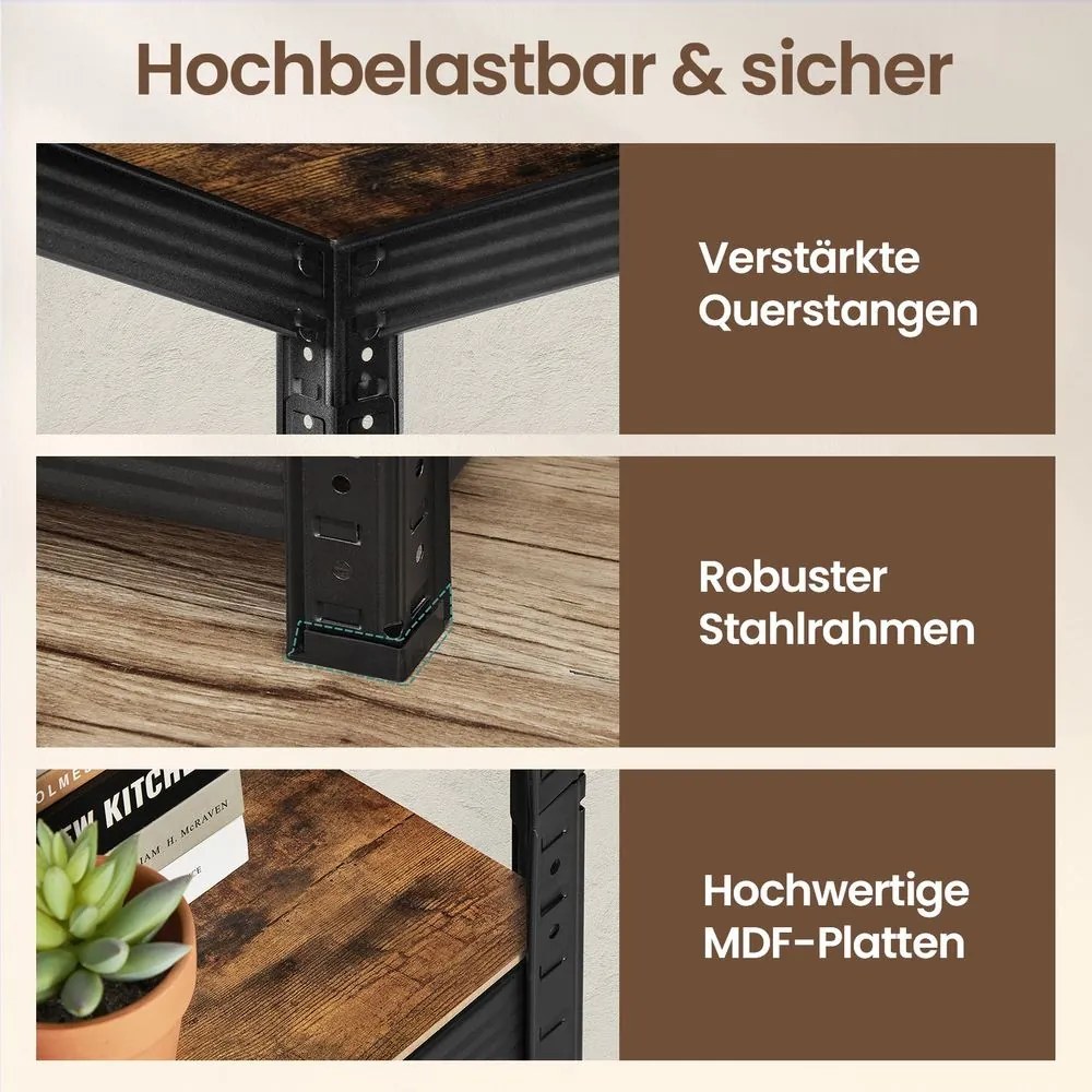 Estante de arrumação de 37 x 37 x 150 cm castanho + preto