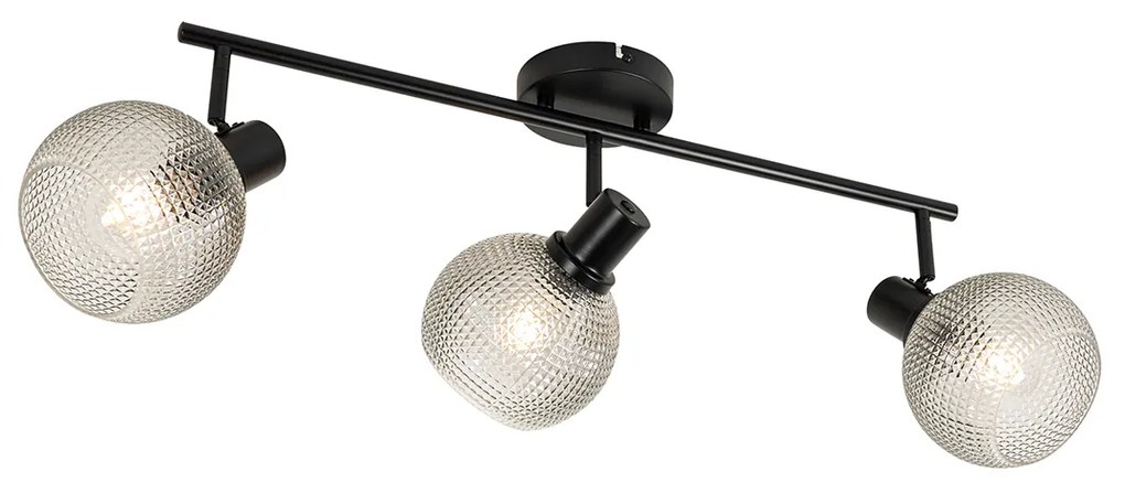 Foco de design preto com vidro fumê 3 luzes - Chico Design