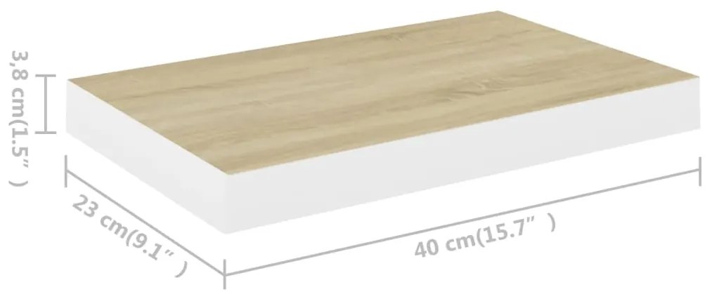 Prateleiras de parede 2 pcs 40x23x3,8 cm MDF carvalho e branco