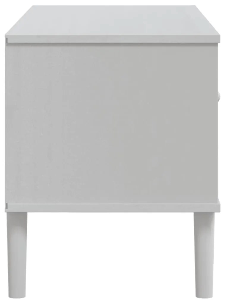 Móvel de TV SENJA aspeto vime 106x40x49 cm pinho maciço branco