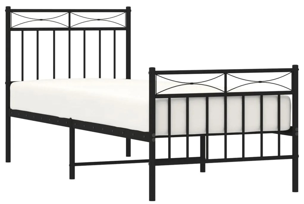 Estrutura de cama com cabeceira e pés 80x200 cm metal preto