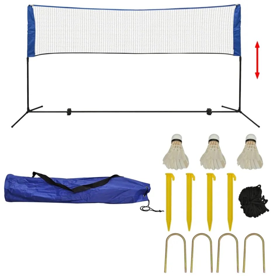 91307 vidaXL Conjunto rede de badminton com volantes 300 x 155 cm