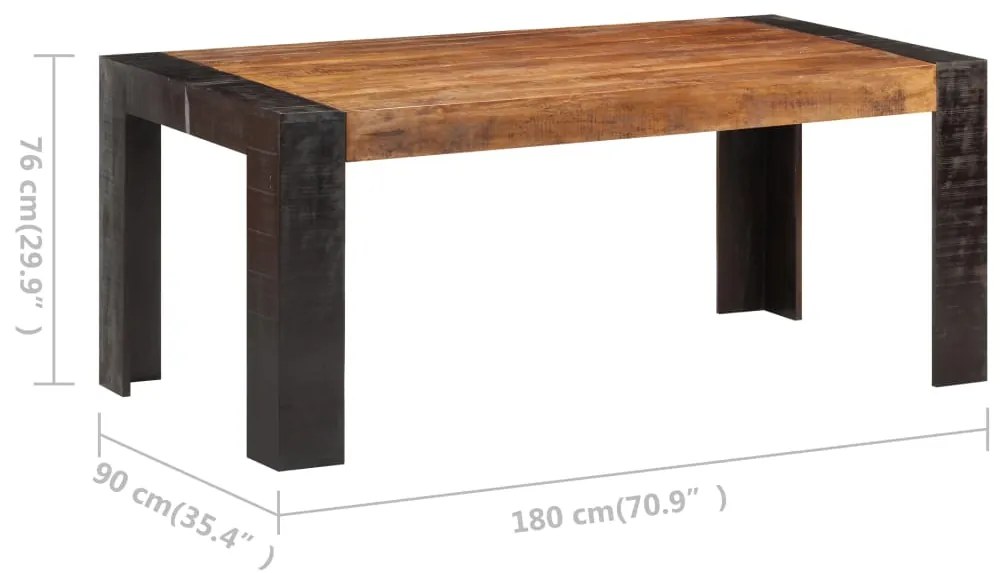 Mesa de jantar 180x90x76 cm madeira de mangueira maciça