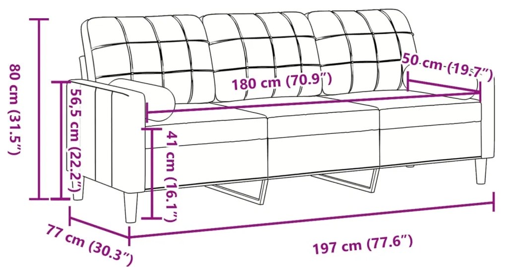 Sofá 3 lugares c/ almofadas decorativas 180 cm veludo preto