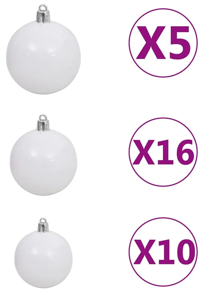 Árvore Natal artificial pré-iluminada c/ bolas 210 cm branco