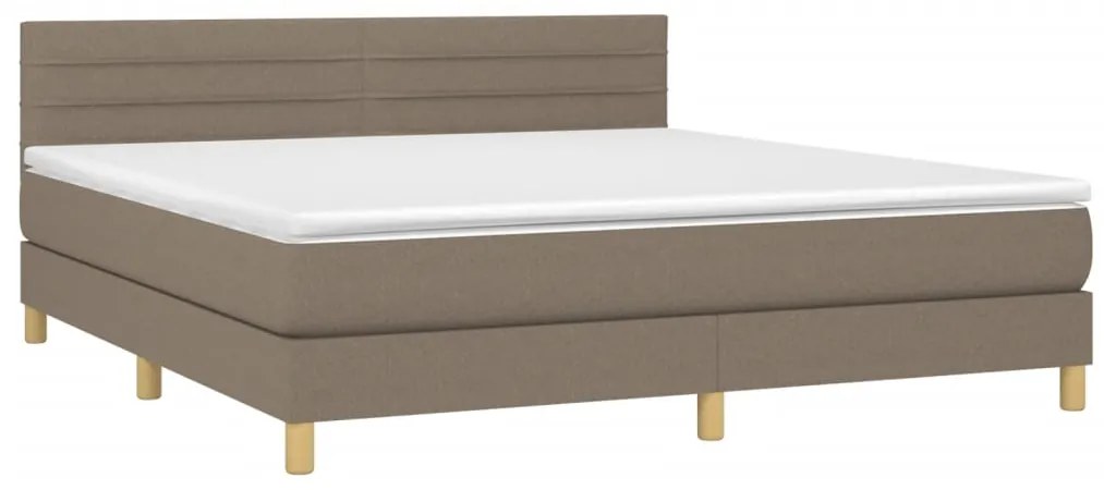 Cama box spring colchão/LED 160x200 cm tecido cinza-acastanhado