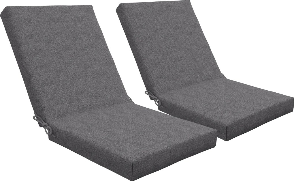 Outsunny Conjunto de 2 almofadas de exterior para poltrona/cadeira com encosto, com presilhas, enchimento 8 cm, 112L x 51l cm, cinza escuro | Aosom Portugal