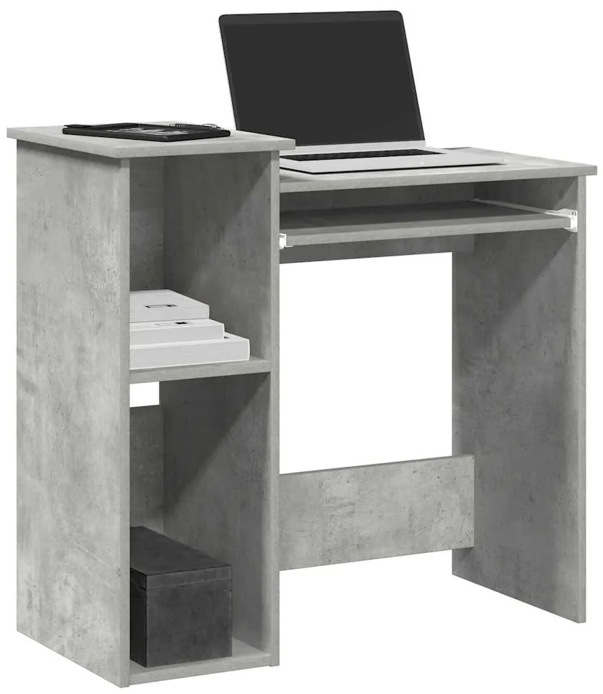 vidaXL Secretária c/ prateleiras 84x40x78 cm contrap. cinzento cimento