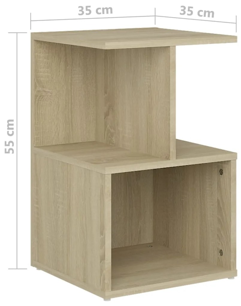Mesas cabeceira 2 pcs 35x35x55cm deriv. madeira carvalho sonoma