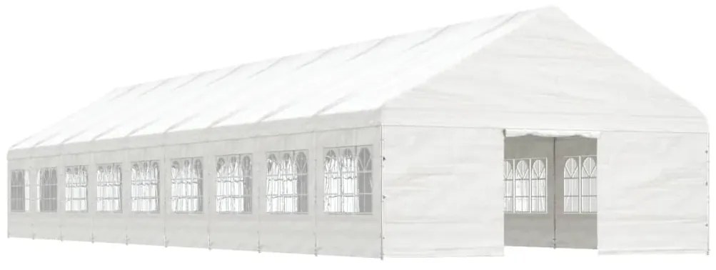 Gazebo com telhado 20,07x5,88x3,75 m polietileno branco