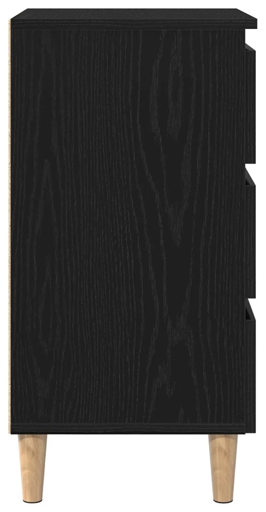 Mesa de Cabeceira vidaXL com Pé de Madeira Carvalho Preto 40x35x69 cm