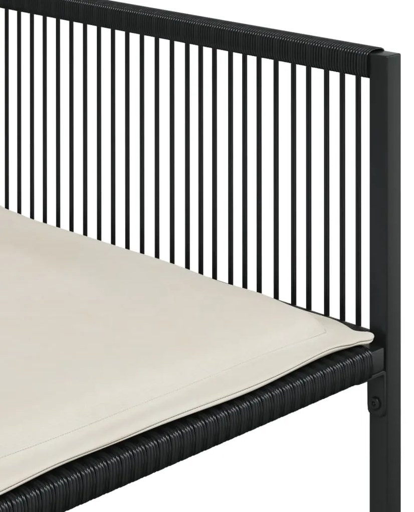 11 pcs conjunto de jantar p/ jardim c/ almofadões vime PE preto