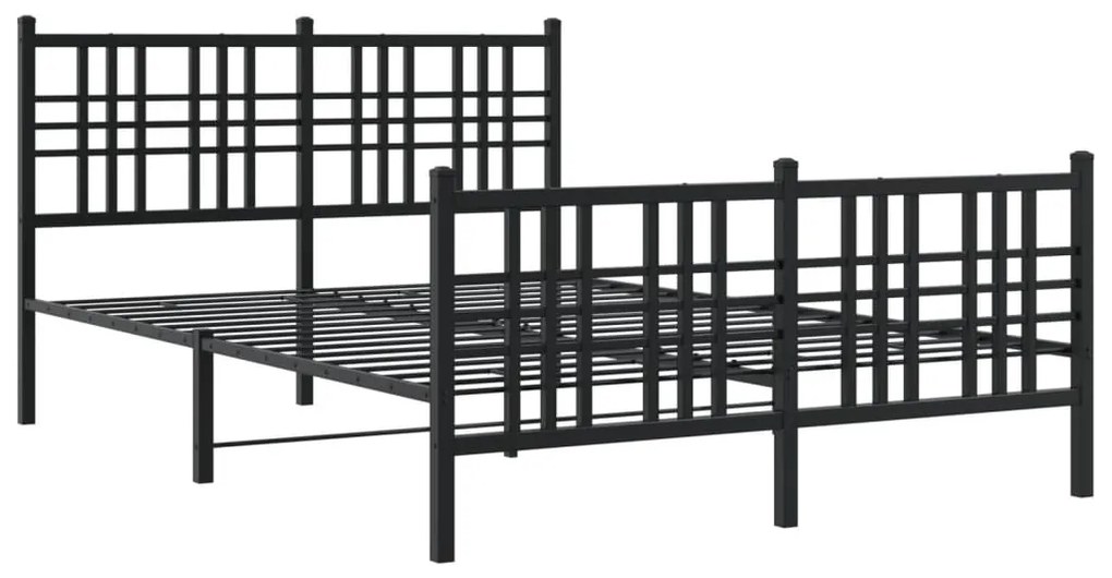 Estrutura de cama com cabeceira e pés 120x200 cm metal preto