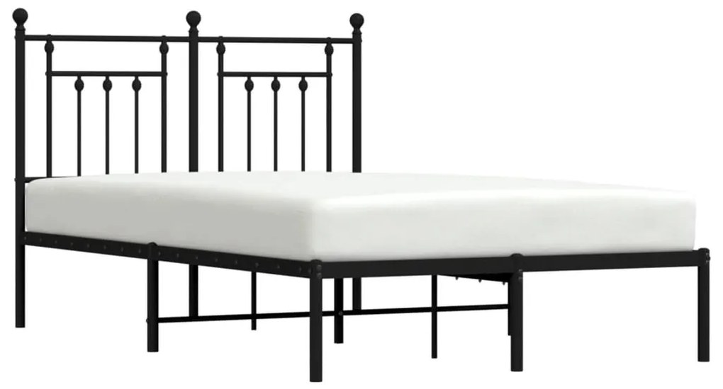 Estrutura de cama com cabeceira 120x190 cm metal preto